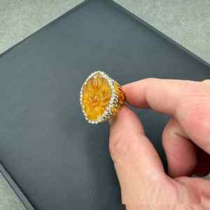 Glass Nine-Tailed <b>Fox</b> Inlaid <b>Ring</b> Trendy Natural Vintage Niche Personality Retro Ethnic Jewelry Sparkling Zircon <b>Fox</b> <b>Ring</b> Band - Product Image 3