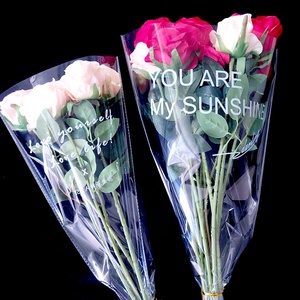Compostable Transparent Opp Single Rose Nouquets <strong>Flower</strong> <strong>Sleeves</strong> Packaging - Product Image 1