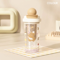 Gobelet isotherme en plastique de 550 ml avec infuseur à thé, couvercle anti-poussière, paille flottante, sangle et double mode de consommation, motif chat mignon, pour étudiants et écoliers - Vente en gros