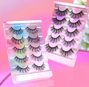 Cils en <span class=keywords><strong>faux</strong></span> vison 3D multicouches <span class=keywords><strong>de</strong></span> style européen, naturels et recourbés, faits à la main, réutilisables, bande complète, lot <span class=keywords><strong>de</strong></span> 5 paires - Product Image 5