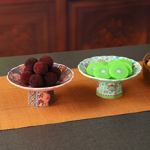 Plato Alto de Cerámica para Frutas y Postres, Estilo Mystical Arts, para Fiestas de Té y Decoración del Hogar, Juego de 6 Piezas - Product Image 4