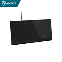 Antena HDTV de Interior de Plástico de Alta Ganancia ANTOP, VHF Mejorada, 1080P/4K, Canales de TV Gratuitos, Soporte para Recepción de Largo Alcance, con Base para Mesa