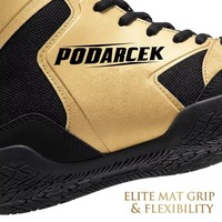 Chaussures de lutte personnalisées OEM de luxe en cuir respirant à tige haute et empeigne en mesh, conçues sur mesure par le fabricant