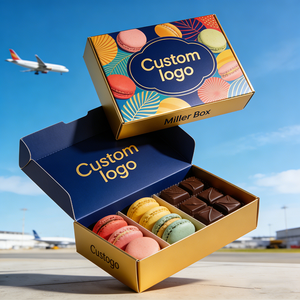 Boîtes d'emballage pour plateaux à biscuits, macarons, chocolats personnalisés, présentoirs à <span class=keywords><strong>pâtisserie</strong></span> en papier avec couvercle, design multi-compartiments, séparateurs - Product Image 1