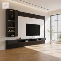 Meuble TV XINGRUO contemporain de luxe blanc mat, rangement sur mesure pour salon de résidence haut de gamme