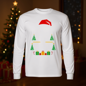 Maglietta natalizia a maniche lunghe con design di cappello da Babbo Natale e alberi per abbigliamento festivo - Product Image 3