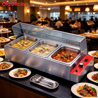 Gewerblicher Elektrischer Bain-Marie Speisenwärmer mit Hochglas-Vitrine für Restaurant-Buffet