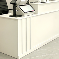 Comptoir de réception incurvé moderne blanc pour salon de beauté, petit comptoir de réception demi-rond avec rangement