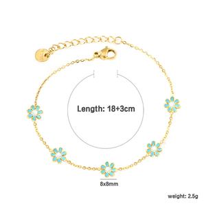 Pulsera de Flores Coloridas con Dijes Personalizados al por Mayor, Joyería de Acero Inoxidable, Pulsera de Cadena con Cuentas Redondas Chapadas en Oro de 18k para Mujer - Product Image 2