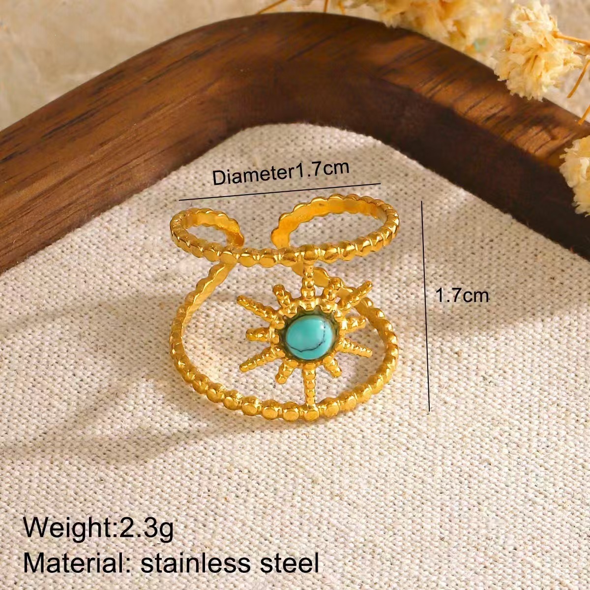 [6339] Bague Sun Turquoise - Or