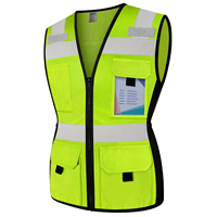 Women's Safety Vest 11 Pockets Mesh Reflective Zipper High Visibility Neon ANSI Class 2 Durable Machine Washable Pink XS
