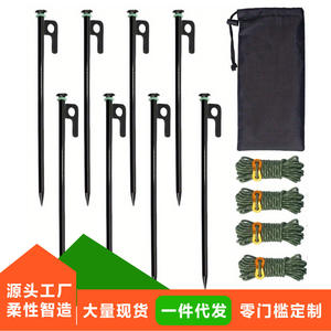 เชือกเต็นท์กลางแจ้งสตาร์รี่สกาย 4 ม. 4 มม. โพลีเอสเตอร์ หัวเข็มขัดปรับได้ ชุดสมอบกสามเหลี่ยม 13 ชิ้น สีเขียวทหาร สีเขียวเรืองแสง - Product Image 3