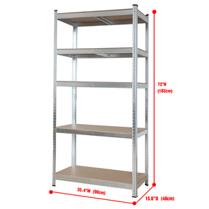 Étagère de rangement industrielle en métal robuste à 5 niveaux, étagère de garage réglable sans boulons, unité d'étagère en acier pour atelier - Product Image 2