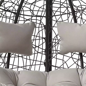 Fauteuil œuf <span class=keywords><strong>suspendu</strong></span> moderne à double siège, balançoire en rotin PE pour jardin extérieur, chambre à coucher, parc, salon, siège de loisirs confortable - Product Image 3