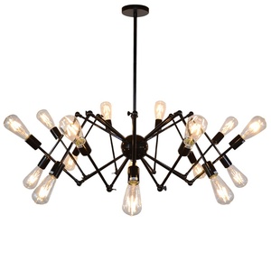 Lámpara de <span class=keywords><strong>Araña</strong></span> Retráctil de Hierro Forjado Estilo Industrial Retro para Restaurante o Bar de Estilo Americano, Lámpara Incandescente Negra para Sala de Estar - Product Image 5