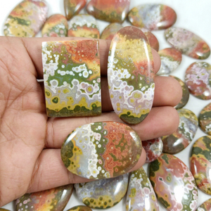 Venta al por mayor de Jaspe Oceánico Natural, Gemas Sueltas en Cabujón de Formas Variadas, Lote para Sanación Reiki y Chakra, para Fabricación de Joyería de Plata y Latón - Product Image 1