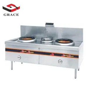 Industriële Twee Wok Gas Range Kachel Restaurant Apparatuur Chinese Wok Brander Stand Brander Fornuis