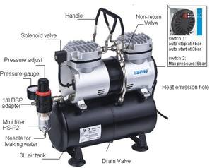 Compresor de Aerógrafo para Tatuajes AS196 con Alimentación por Gravedad, Hecho de Pistón de Cobre Duradero - Product Image 5