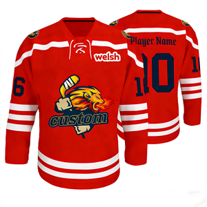 Maglia da <span class=keywords><strong>Hockey</strong></span> con Numero Ricamato, Stampa in Sublimazione, Abbigliamento per <span class=keywords><strong>Hockey</strong></span> su Ghiaccio con Design Personalizzato - Product Image 2