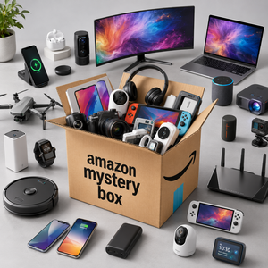 Boîte mystère porte-bonheur, 5 produits inclus : tablette, drone, haut-parleur, prise intelligente, caméra d'action, pack d'électronique aléatoire - Product Image 1