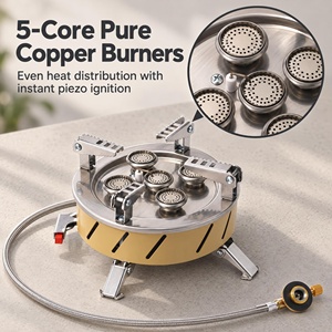 Réchaud à gaz portable 5 brûleurs <span class=keywords><strong>pour</strong></span> camping, pique-nique et randonnée – Sécurité garantie, gaz naturel - Product Image 2