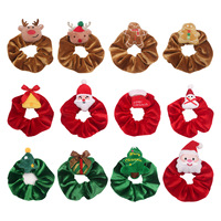 Chouchou de Noël en peluche pour femmes et filles, motifs Père Noël, Bonhomme de neige, Renne, Sapin, pour fêtes de fin d'année, saisonnier, vente en gros