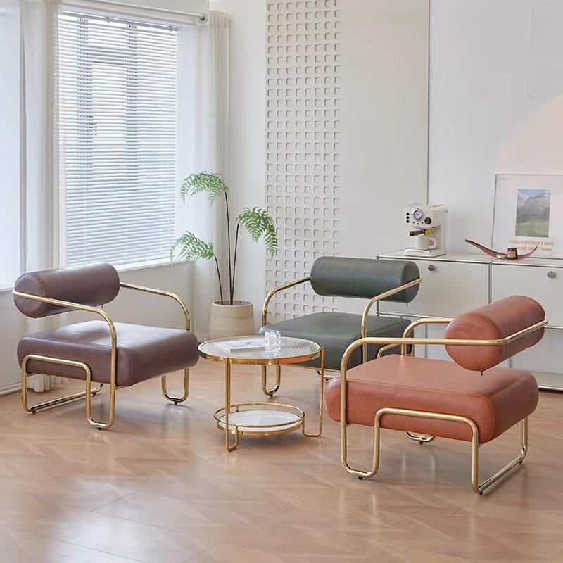 Modern Italian Leather and Iron Art Meeting Guests Business