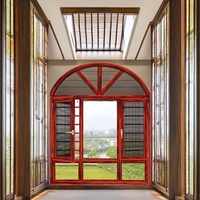 Ventanas de vidrio dobles modernas Marco de acero de madera Aleación de aluminio insonorizada Abatible arqueado Diseño francés Hoteles Persiana enrollable