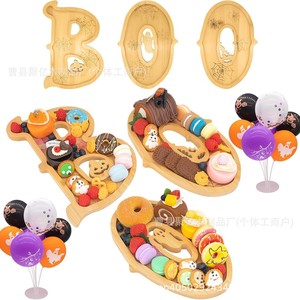 Tabla de aperitivos de madera con forma de BOO para decoración de fiestas de Halloween - Product Image 3
