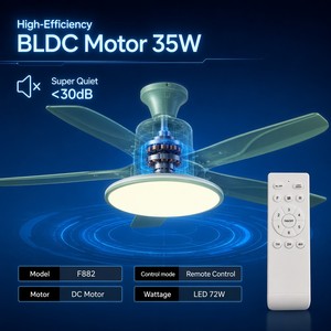Modern 56 Inch <b>Ceiling</b> <b>Fan</b> with LED Light <b>Remote</b> <b>Control</b> DC Motor Reversible 6 Speed F882 for Living Room - Product Image 3