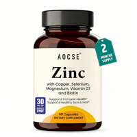 Capsules de suppléments de zinc OEM/ODM 30 mg, contenant du cuivre, du sélénium et de la vitamine D3, favorisent la santé des cheveux, des ongles et du système immunitaire
