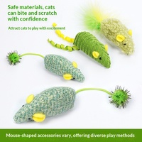 Jouet en peluche pour chat, ensemble de souris simulées, trois souris à herbe à chat, bâton de stimulation pour chat anti-ennui, jouet de dentition pour chaton