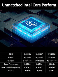 Placa Base Nano ITX EVUC Core I3 1220P I5 <span class=keywords><strong>1240P</strong></span> I7 1265U Alder Lake de 12x12 cm con Ventilador y Refrigeración por Tubo de Cobre - Product Image 5