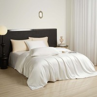 Parure de lit en bambou tissé de luxe bio, motif uni, personnalisable, qualité supérieure, 300 fils, toutes saisons, avec drap-housse et housse de couette