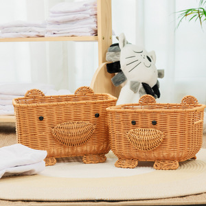 Động Vật Hình Dạng Gấu Giỏ Dễ Thương Công Suất Lớn Nhựa Mây Tinh Khiết Làm Bằng Tay Lưu Trữ Đồ Ăn Nhẹ Hộ Gia Đình Lưu Trữ Giỏ - Product Image 3