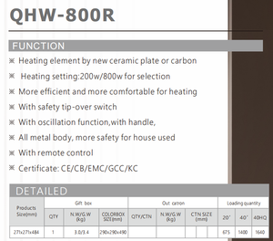 Calore di cui puoi fidarti: Riscaldatore da 800W con elemento riscaldante in ceramica, struttura in metallo resistente, telecomando, compatibilità con prese EU/UK/US - Product Image 5