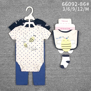 Set di Vestiti Estivi per Neonati <span class=keywords><strong>5</strong></span> Pezzi 3-12 <span class=keywords><strong>Mesi</strong></span> con Bavaglino e Tutina Fornitori all'Ingrosso di Abbigliamento per Bambini - Product Image 2