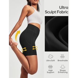 FOXA Biker Shorts Women 6 Inch Tummy Control Compression Yoga Gym Workout With Pockets - Product Image 4
