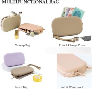 Bolsa de Maquillaje de Viaje Portátil Multifuncional de Silicona Pequeña con Logotipo Personalizado para Mujeres y Hombres, Bolsa con Cierre en Varios Colores - Product Image 4