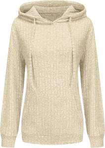 <b>Womens</b> Casual Shirts <b>Long</b> Sleeve light weight Pullover tops Solid Velvet Loose <b>Sweatshirt</b> fluffy fleece hoodie with Pockets - Product Image 2