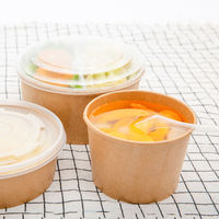 Bol à soupe en papier kraft jetable biodégradable et compostable à paroi simple avec couvercle, pour nouilles et sucre, fabriqué à partir de matériaux recyclés, personnalisable