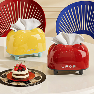 LFOF Bear Shaped Tissue Box Red Yellow Green Free Standing Multipurpose Home Use - Product Image 1