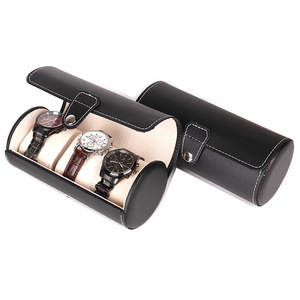 Boîte à montres 3 cylindres en cuir PU, vente en gros, haut de gamme, <span class=keywords><strong>pour</strong></span> <span class=keywords><strong>bijoux</strong></span> et montres, emballage de présentation - Product Image 2