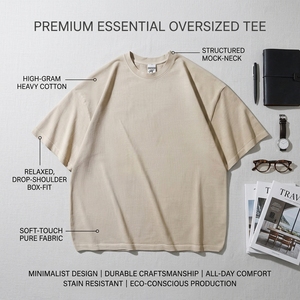 100% Cotton Men's <strong>Tshirts</strong> Boxy Washed and Digital Printing Embroidery Oversized Jersey Solid Pattern 250 g - Product Image 1