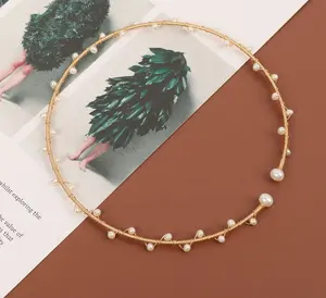 2024 nuevo collar de perlas de agua dulce naturales reales llenas de oro de 14 quilates hecho a mano para mujer al por mayor