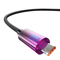 Câble de charge rapide 120W 6A avec affichage numérique, en nylon tressé, USB-A vers Type-C, C vers C, C vers Lightning