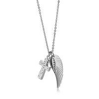 Collier avec pendentif en forme d'ailes d'ange en acier inoxydable pour bijoux de mode