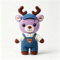 Figurine de renne en peluche tricotée, crochetée à la main, jouet en peluche doux, artisanat personnalisé, vente en gros de jouets personnalisés