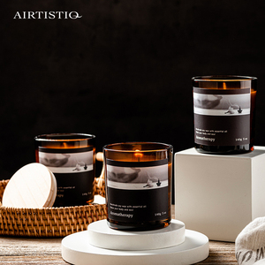 Decoración del hogar cera de soja personalizada botellas de ámbar vela perfumada en tarro de vidrio con tapa - Product Image 6