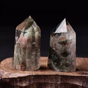 <span class=keywords><strong>Prisma</strong></span> <span class=keywords><strong>Hexagonal</strong></span> de cristal fantasma verde Natural, columnas individuales de doble punta, adorno de columna de montaña de mil capas para el hogar - Product Image 6